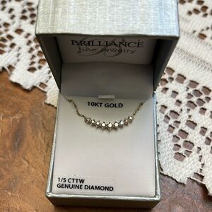 10K gold 1/5 CTTW Genuine Diamond 18 inch Brilliance Fine Necklace